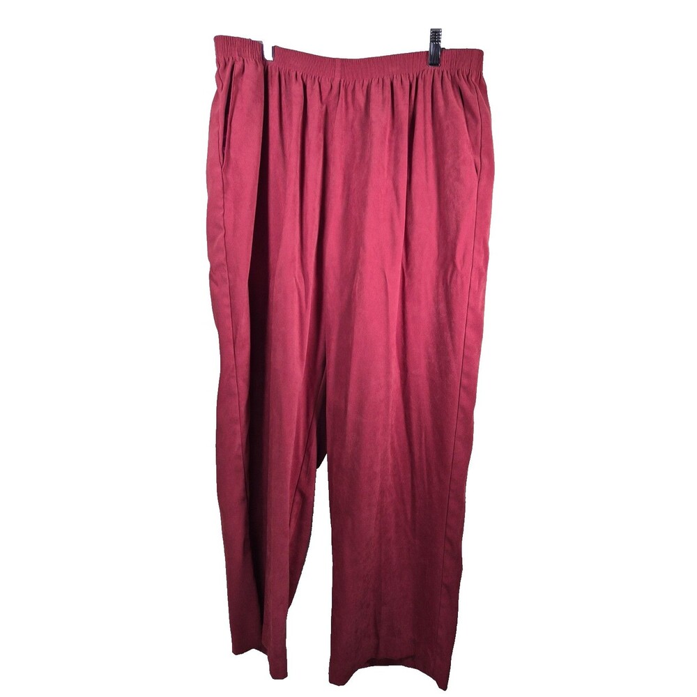 Alfred Dunner Womens 16W Pants Red Rust Elastic Waist Pockets Pull On Slacks